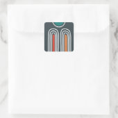 Rainbow white lines in blue artwork vierkante sticker (Tas)
