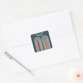 Rainbow white lines in blue artwork vierkante sticker (Envelop)