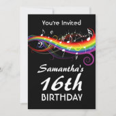 Rainbow White Muzieknoten 16e verjaardag Kaart (Voorkant)