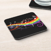 Rainbow White-Muzieknoten op zwart Bier Onderzetter (Linkerzijde)