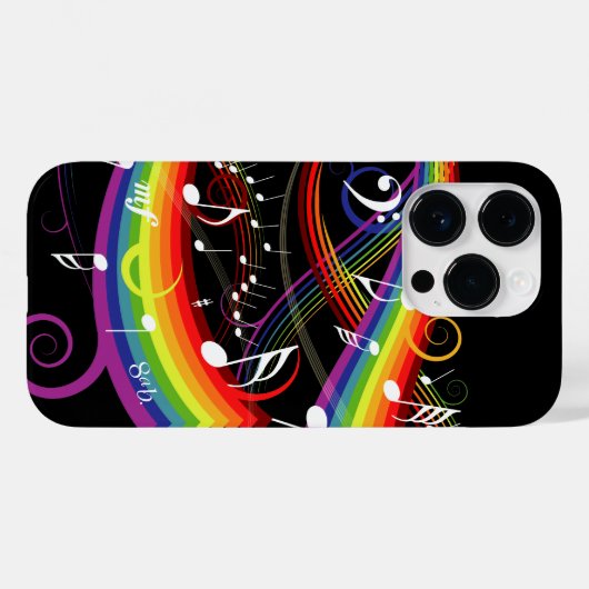 Rainbow White-Muzieknoten op zwart Case-Mate iPhone Case (Achterkant (horizontaal))