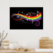 Rainbow White-Muzieknoten op zwart Poster (Keuken)