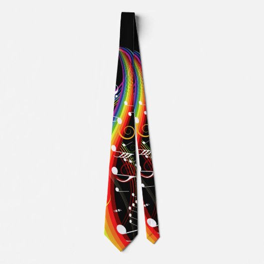 Rainbow White-Muzieknoten op zwart Stropdas (Voorkant)