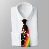 Rainbow White-Muzieknoten op zwart Stropdas (Gebonden)