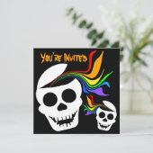 Rainbow White Skull Invitations Kaart (Staand voorkant)