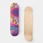 Rainbow White Unicorn Fantasy Sunset Clouds Sky Persoonlijk Skateboard (Voorkant)