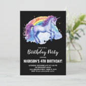 Rainbow White Unicorn Verjaardag Uitnodigingen (Staand voorkant)