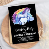 Rainbow White Unicorn Verjaardag Uitnodigingen