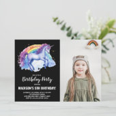 Rainbow White Unicorn Verjaardag Uitnodigingen fot (Staand voorkant)