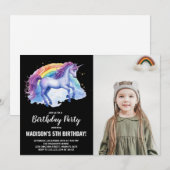 Rainbow White Unicorn Verjaardag Uitnodigingen fot (Voorkant / Achterkant)