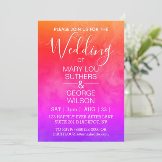 Rainbow Whole Srooked Marble Wedding Kaart (Staand voorkant)