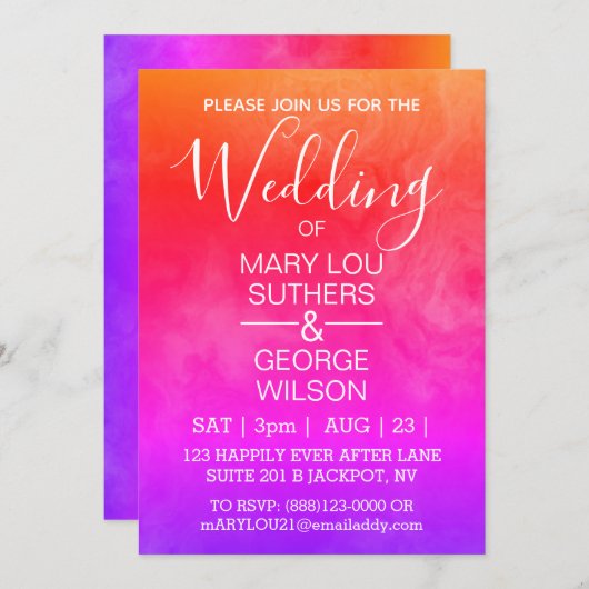 Rainbow Whole Srooked Marble Wedding Kaart (Voorkant / Achterkant)