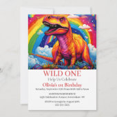 Rainbow Wild Een verjaardag T Rex thema Kaart (Voorkant)