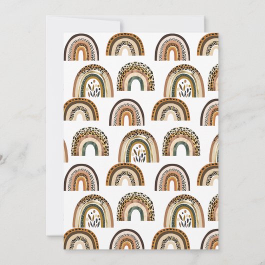 Rainbow Wild One Boho Dierenprint Kids Verjaardag Kaart (Achterkant)