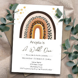 Rainbow Wild One Boho Dierenprint Kids Verjaardag Kaart