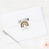 Rainbow Wild One Boho Floral Kids Verjaardag Vierkante Sticker (Envelop)