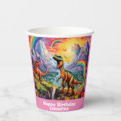 Rainbow Wild One dinosaurussen Dinosaurus Roze Papieren Bekers (Voorkant)