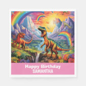Rainbow Wild One dinosaurussen verjaardagsthema Ro Servet (Voorkant)