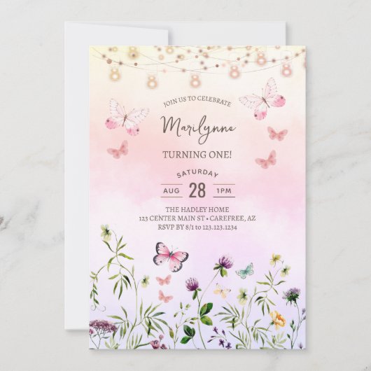 Rainbow Wildflower Boho 1e verjaardag Kaart (Voorkant)