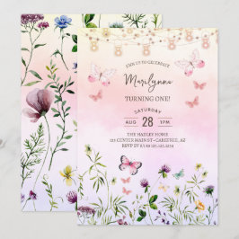 Rainbow Wildflower Boho 1e verjaardag Kaart