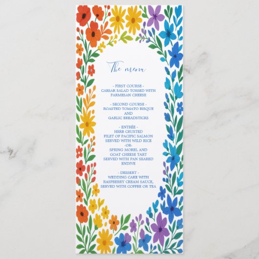 Rainbow Wildflower Rustic Floral Wedding menu (Voorkant)
