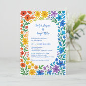 Rainbow Wildflower Rustieke Bloemen Huwelijk Kaart (Staand voorkant)