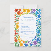 Rainbow Wildflower Rustieke Bloemen Huwelijk RSVP Kaartje (Voorkant)