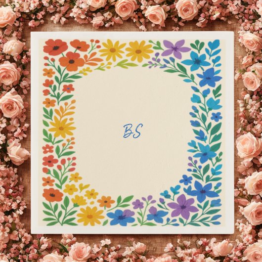 Rainbow Wildflower Rustieke Bloemen Huwelijk Servet