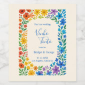 Rainbow Wildflower Rustieke Bloemen Huwelijk Wijn Etiket (Enkel label)
