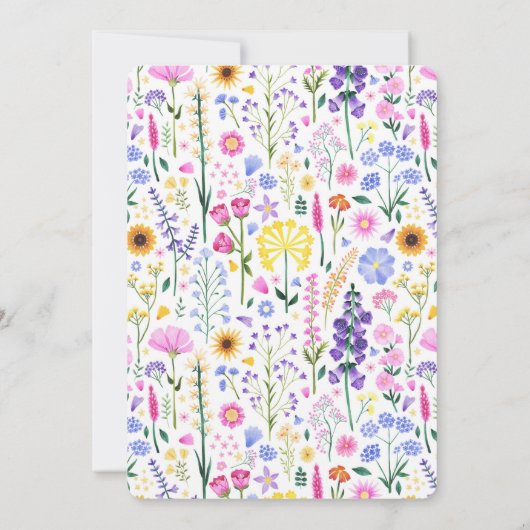 Rainbow Wildflowers Baby Girl 1st Birthday Spring Kaart (Achterkant)