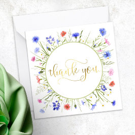 Rainbow Wildflowers Gold Script Dank u Notitiekaartje