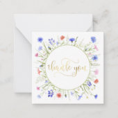 Rainbow Wildflowers Gold Script Dank u Notitiekaartje (Voorkant)