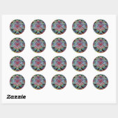 Rainbow Winged Heart Mandala Ronde Sticker (Vel)
