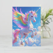 Rainbow Winged Prancing Unicorn Bedankkaart (Staand voorkant)