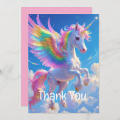 Rainbow Winged Prancing Unicorn Bedankkaart (Voorkant / Achterkant)
