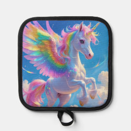 Rainbow Winged Prancing Unicorn Pannenlap