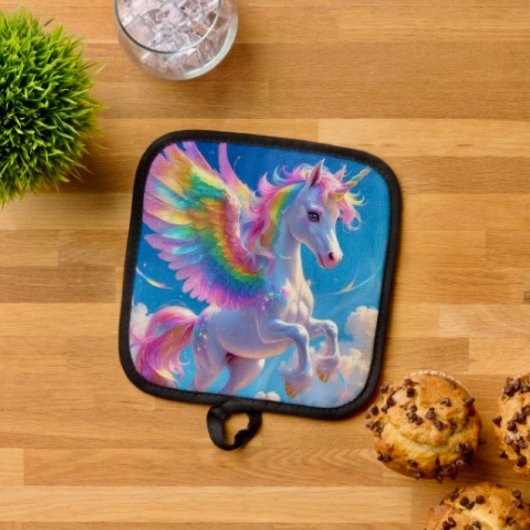 Rainbow Winged Prancing Unicorn Pannenlap