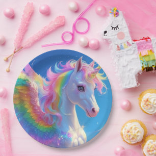 Rainbow Winged Prancing Unicorn Papieren Bordje