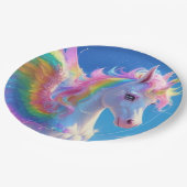 Rainbow Winged Prancing Unicorn Papieren Bordje (Gekanteld)