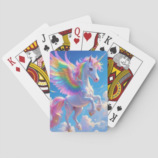 Rainbow Winged Prancing Unicorn Pokerkaarten (Achterkant)