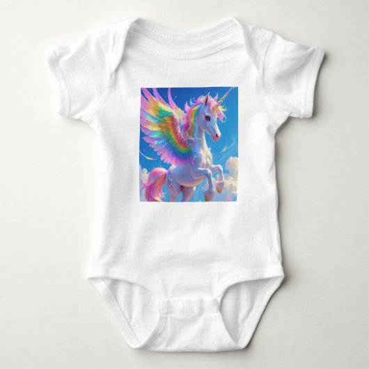 Rainbow Winged Prancing Unicorn Romper (Voorkant)