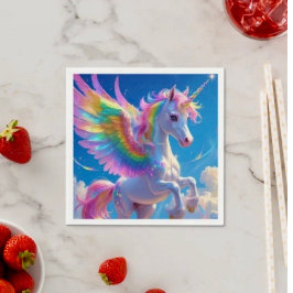 Rainbow Winged Prancing Unicorn Servet