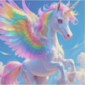 Rainbow Winged Prancing Unicorn Sticker (Voorkant)
