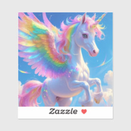 Rainbow Winged Prancing Unicorn Sticker