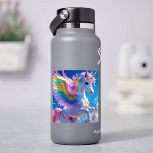Rainbow Winged Prancing Unicorn Sticker