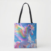 Rainbow Winged Prancing Unicorn Tote Bag (Voorkant)