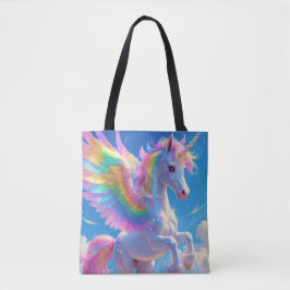 Rainbow Winged Prancing Unicorn Tote Bag