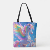Rainbow Winged Prancing Unicorn Tote Bag (Achterkant)