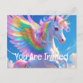 Rainbow Winged Prancing Unicorn Uitnodiging Briefkaart