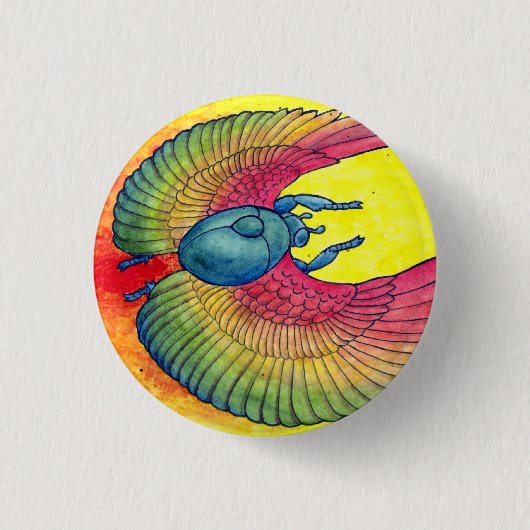 Rainbow Winged Scarab Ronde Button 3,2 Cm (Voorkant)